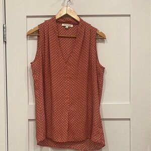 Rose & Olive Sleeveless Brick Red Patterned Blouse